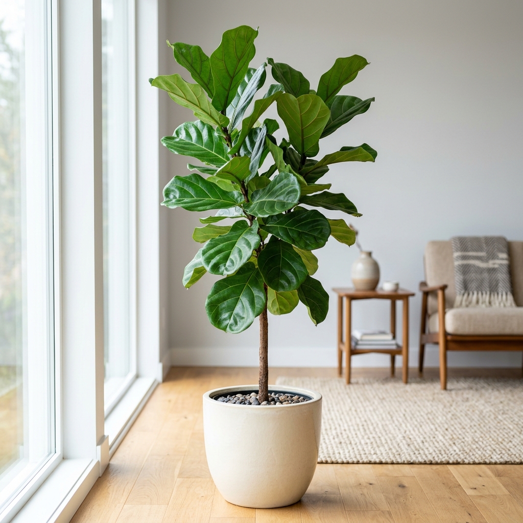 Fiddle Leaf Fig (Ficus Lyrata) in Ceramic Pot